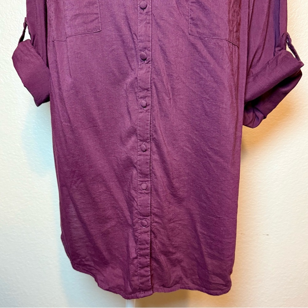 Torrid Cotton Blend Split Neck Button Up Blouse G… - image 4